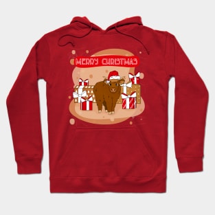 Highland cow and Merry Christmas wishes Hoodie